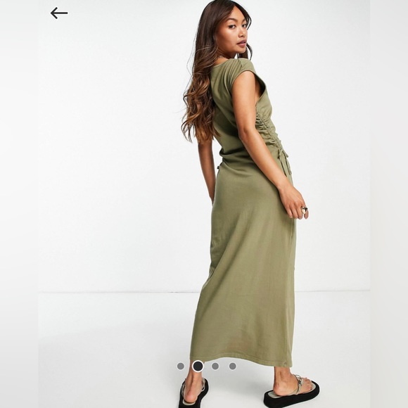 OLIVE RUCHED MAXI DRESS - Picture 2 of 4